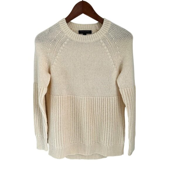 Banana Republic Italian Yarn Chunky Ribbed Knit Crewneck Size XSmall - Picture 2 of 9